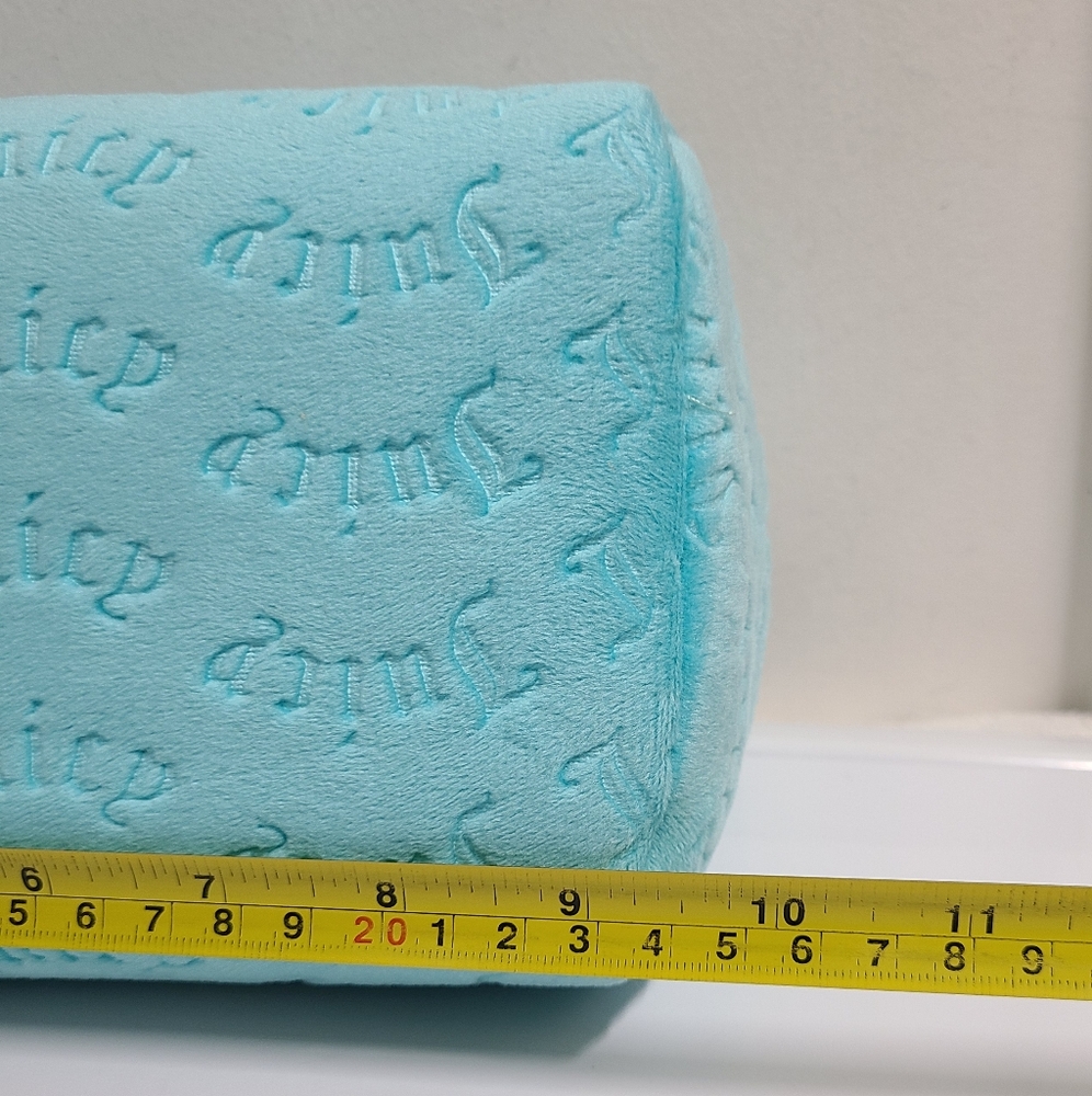 JUICY COUTURE Turquoise Velour Logo Print Wedge Accessory Make-up Case NWOT - Picture 13 of 15